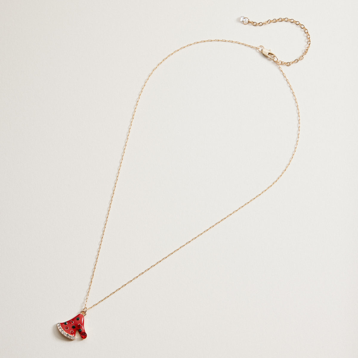 Red Christmas Tree Crystal Pendant Necklace | Gold Dipped Holiday Necklace