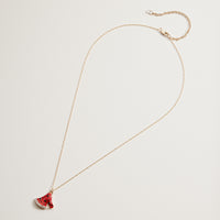 Red Christmas Tree Crystal Pendant Necklace | Gold Dipped Holiday Necklace