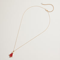 Red Christmas Tree Pendant Necklace | Holiday Charm Necklace