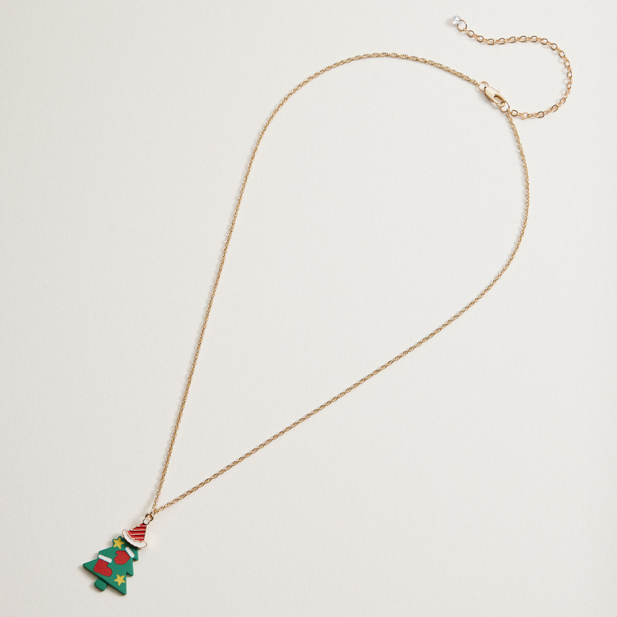Green Christmas Tree Charm Necklace | Holiday Pendant Necklace