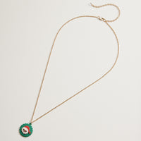 Santa Claus Wreath Necklace Gold Dipped Christmas Holiday Pendant Necklace
