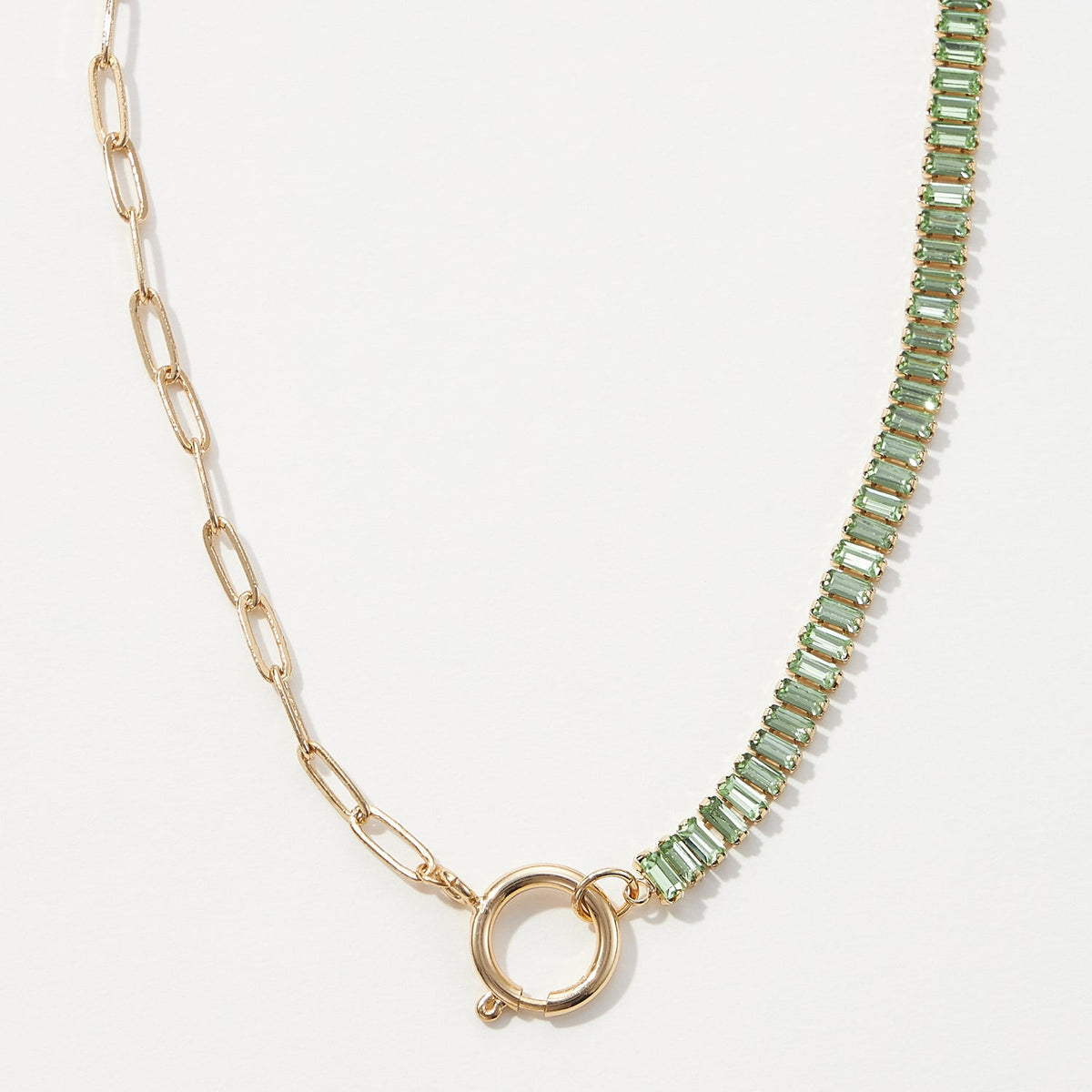 Half Crystal Half Paperclip Short Necklace
