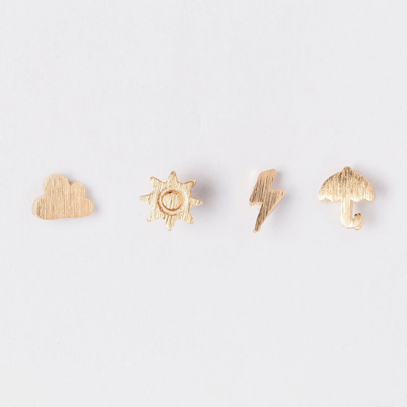18K Gold Dipped Multi Post Earrings Set