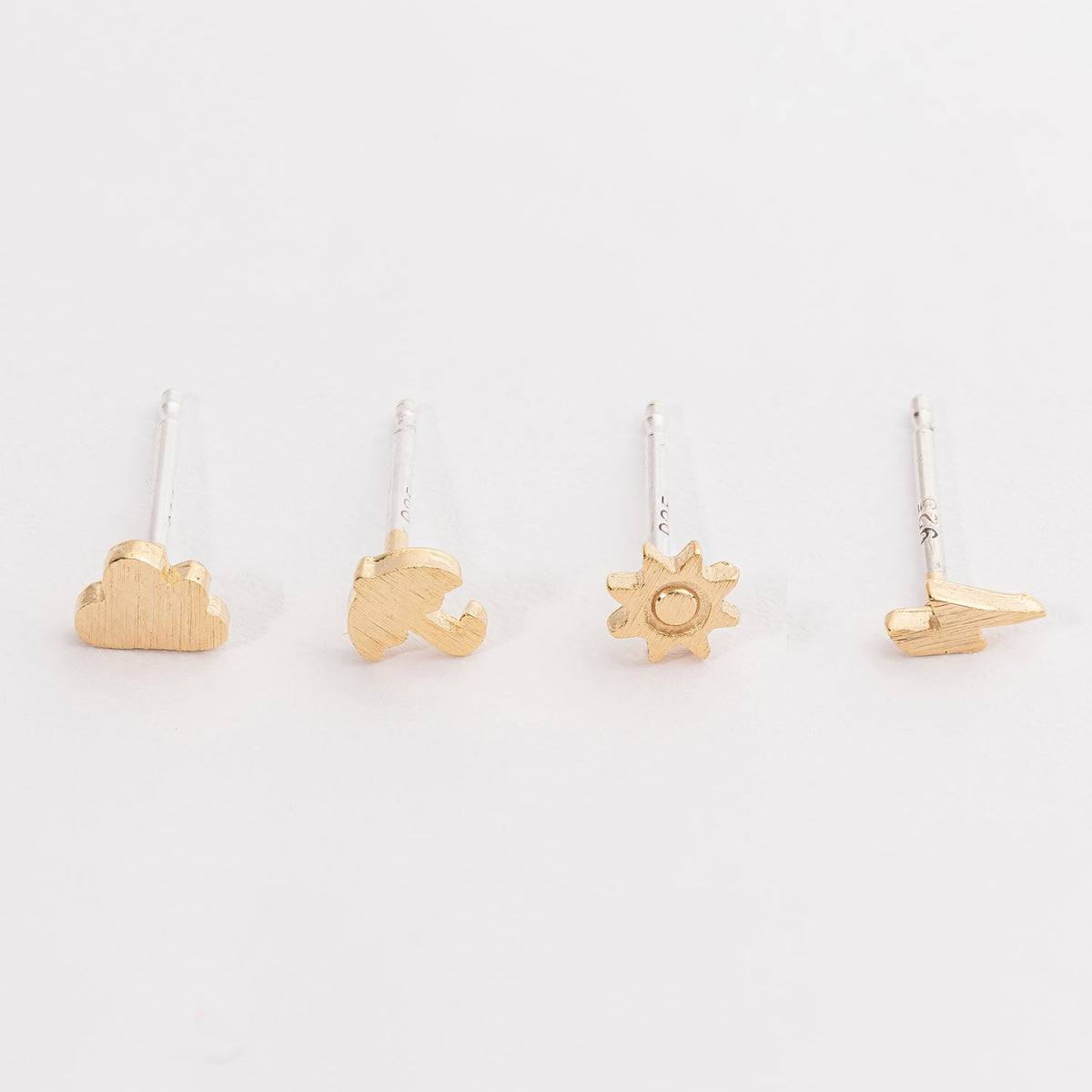 18K Gold Dipped Multi Post Earrings Set