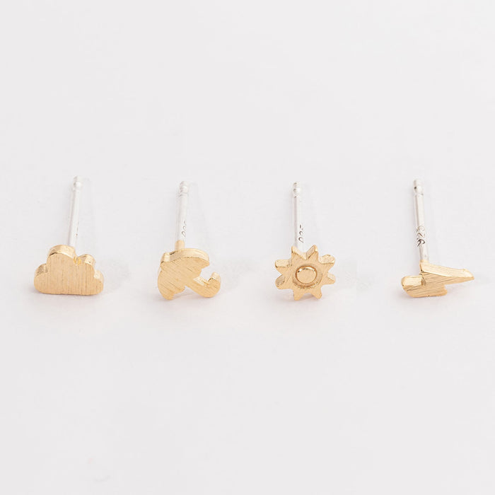 18K Gold Dipped Multi Post Earrings Set