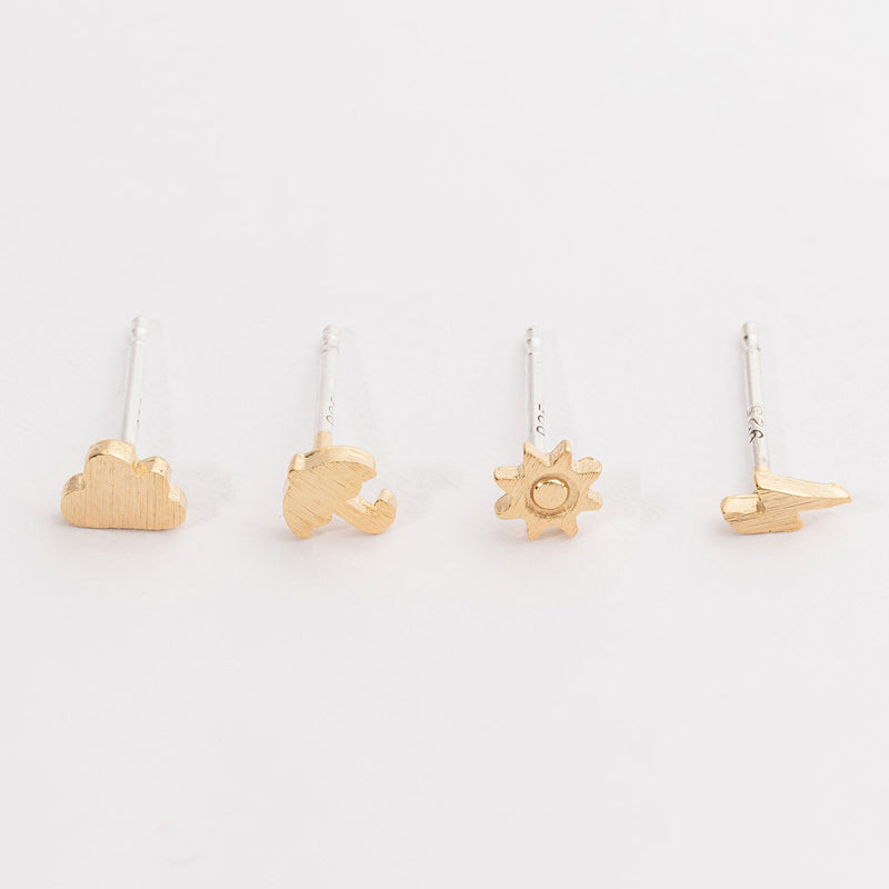 18K Gold Dipped Multi Post Earrings Set