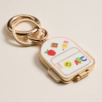 Gold Backpack Locket Keychain with School Supply Icons