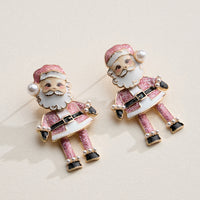 Santa Drop Earrings with a Pearl Hat Accent