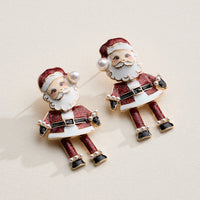 Santa Drop Earrings with a Pearl Hat Accent