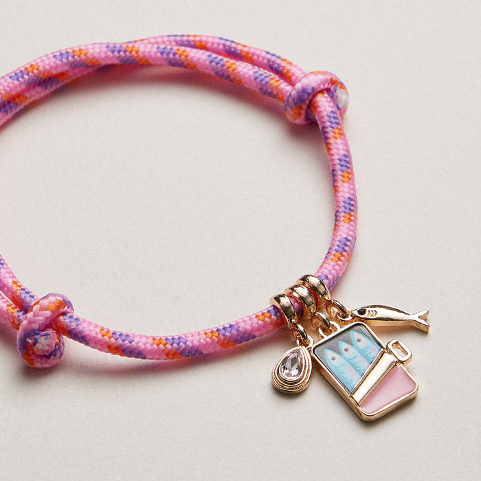 Woven Sardine Charm Bracelet—Fish Motif with Pull Tie