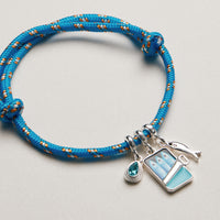 Woven Cord Charm Bracelet—Fish Motif with Pull Tie