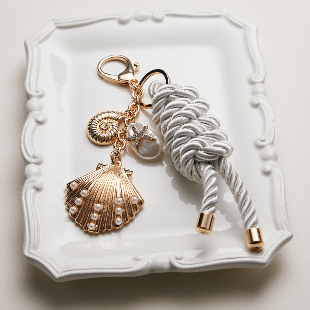 Gold Coastal Bagcharm—Shell Pearl Starfish