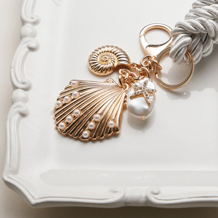 Gold Coastal Bagcharm—Shell Pearl Starfish