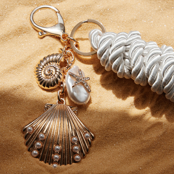 Gold Coastal Bagcharm—Shell Pearl Starfish