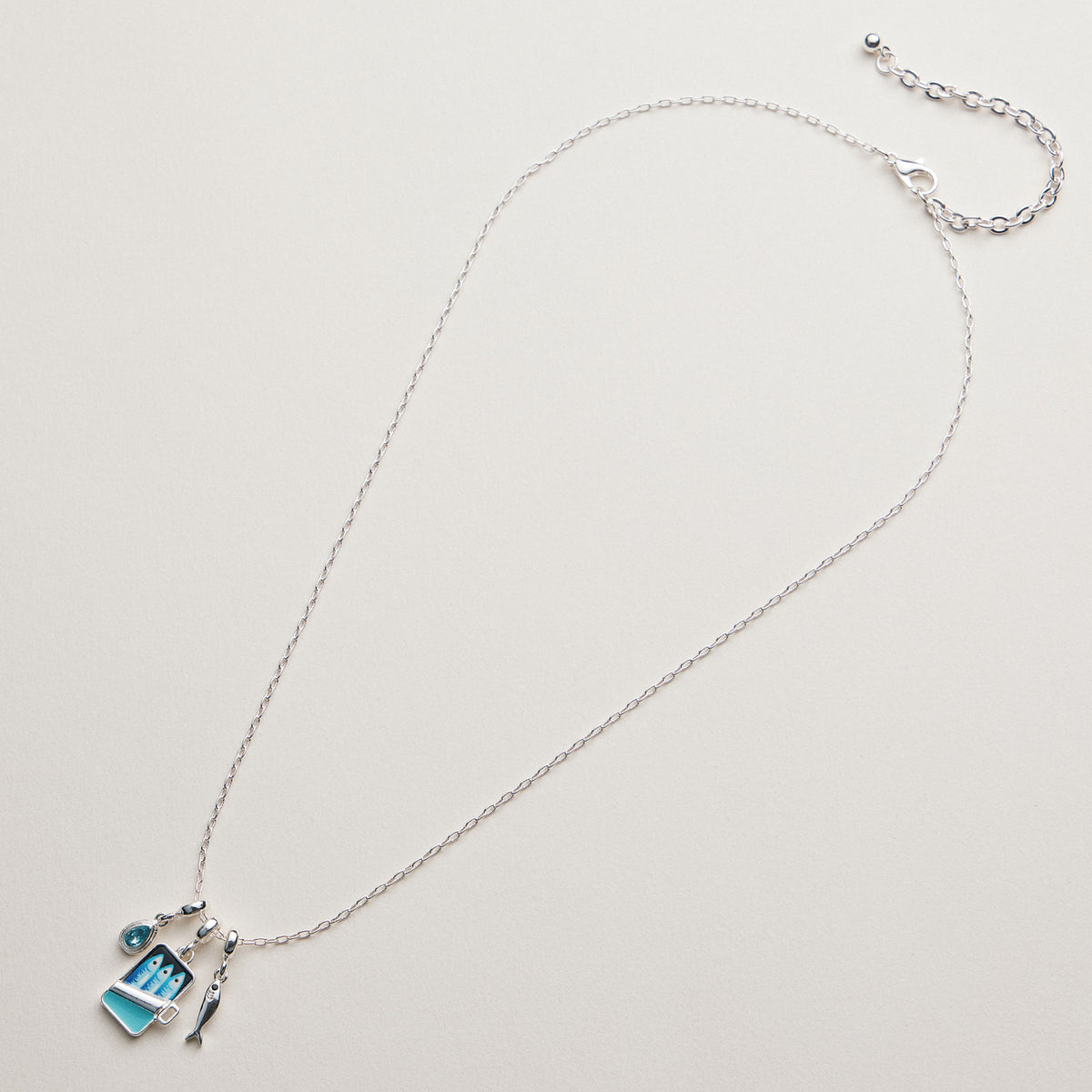 Gold Plated Fish Sardine Can Coastal Charm Necklace