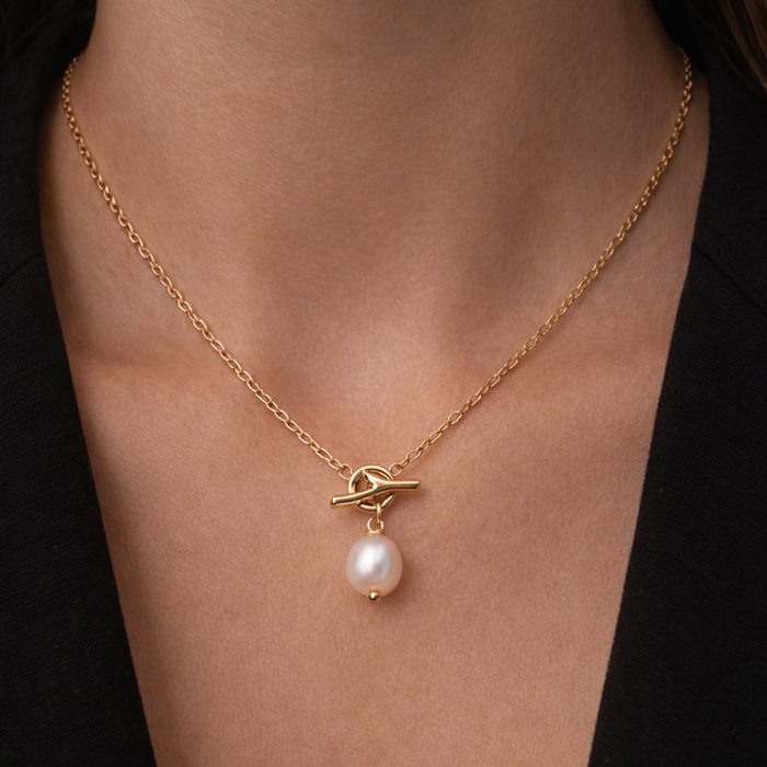 Lumi Toggle Pearl Necklace – Gold Dipped Freshwater Pearl