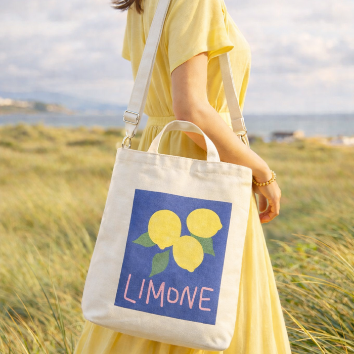 Limone Canvas Tote Bag – Zip-Top Crossbody & Shoulder Bag