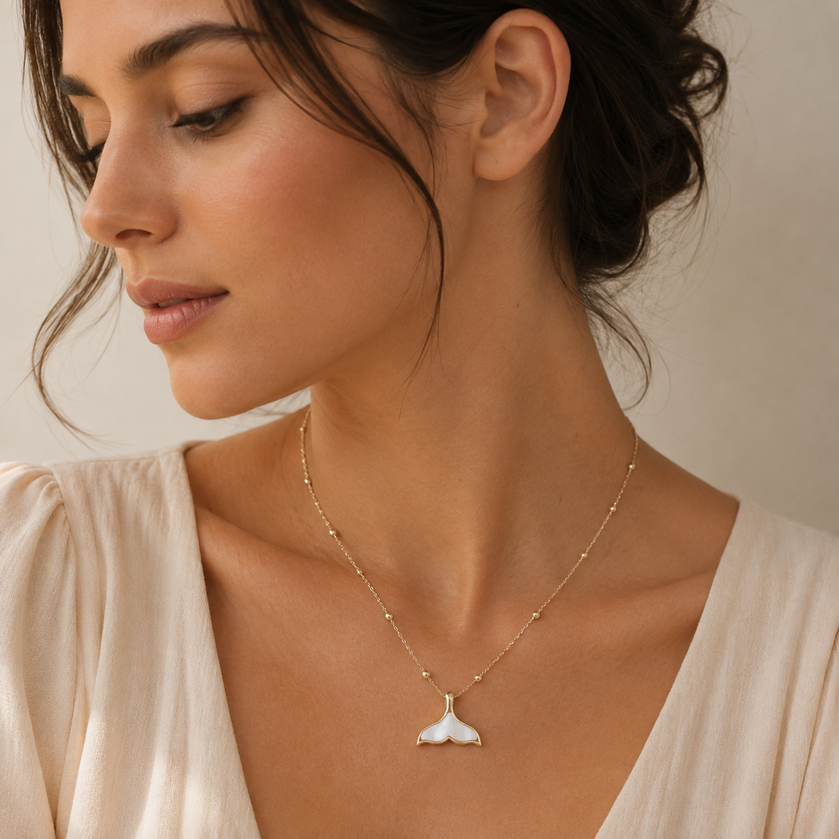 Shell Whale Tail Pendant Necklace | Coastal Charm Jewelry