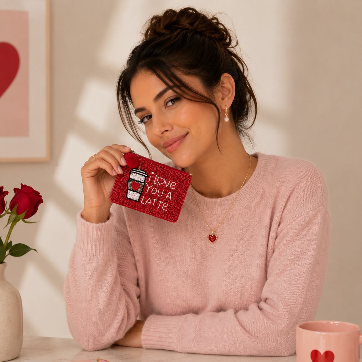 "I love You A Latte" Valentine's Day Coin Pouch | Valentine Gift Accessory