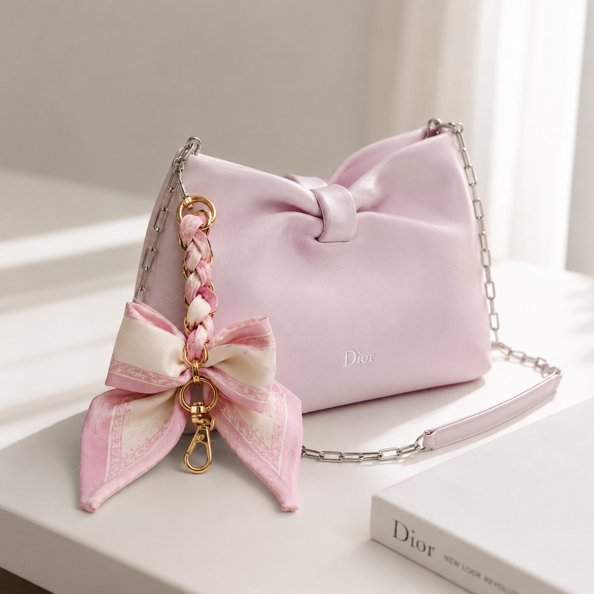Scarf Bow Bag Charm | Braided Chain Keychain Accessory