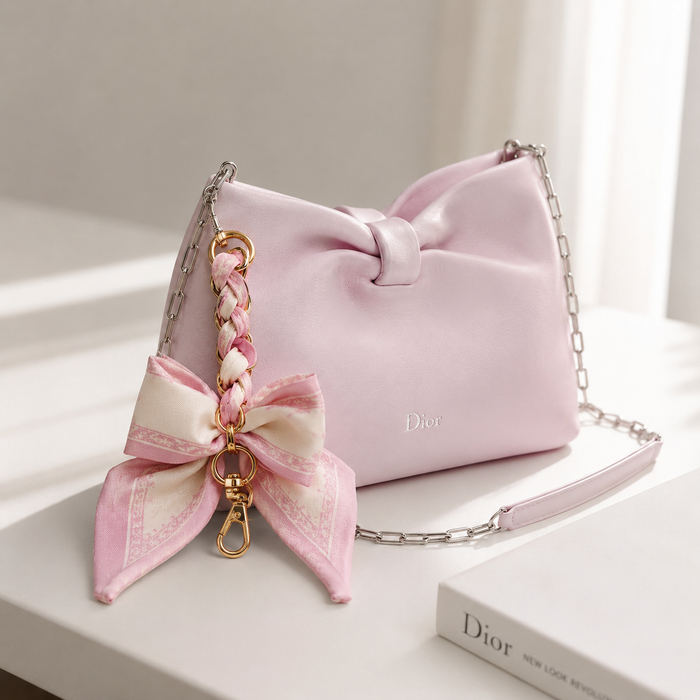 Scarf Bow Bag Charm | Braided Chain Keychain Accessory