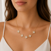 CZ Clover Station Necklace | Dainty Layering Jewelry