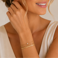 Triple Layered Chain Bracelet with CZ Accent | Everyday Gold-dipped Essential