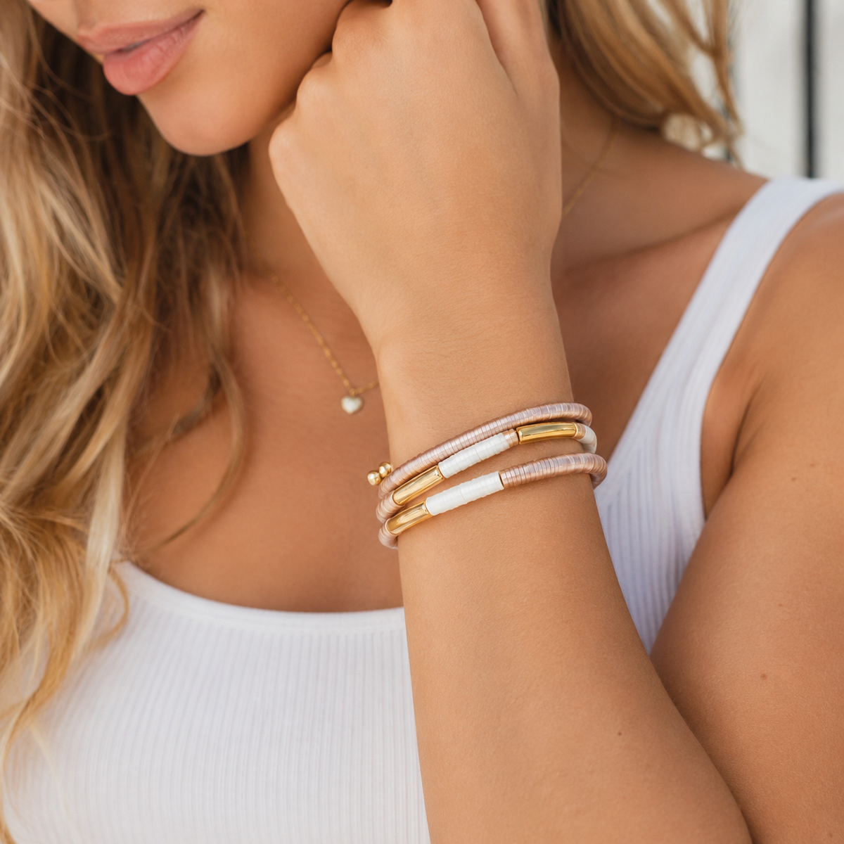 Heishi Bead Stretch Bracelet | Colorful Stackable Bracelet