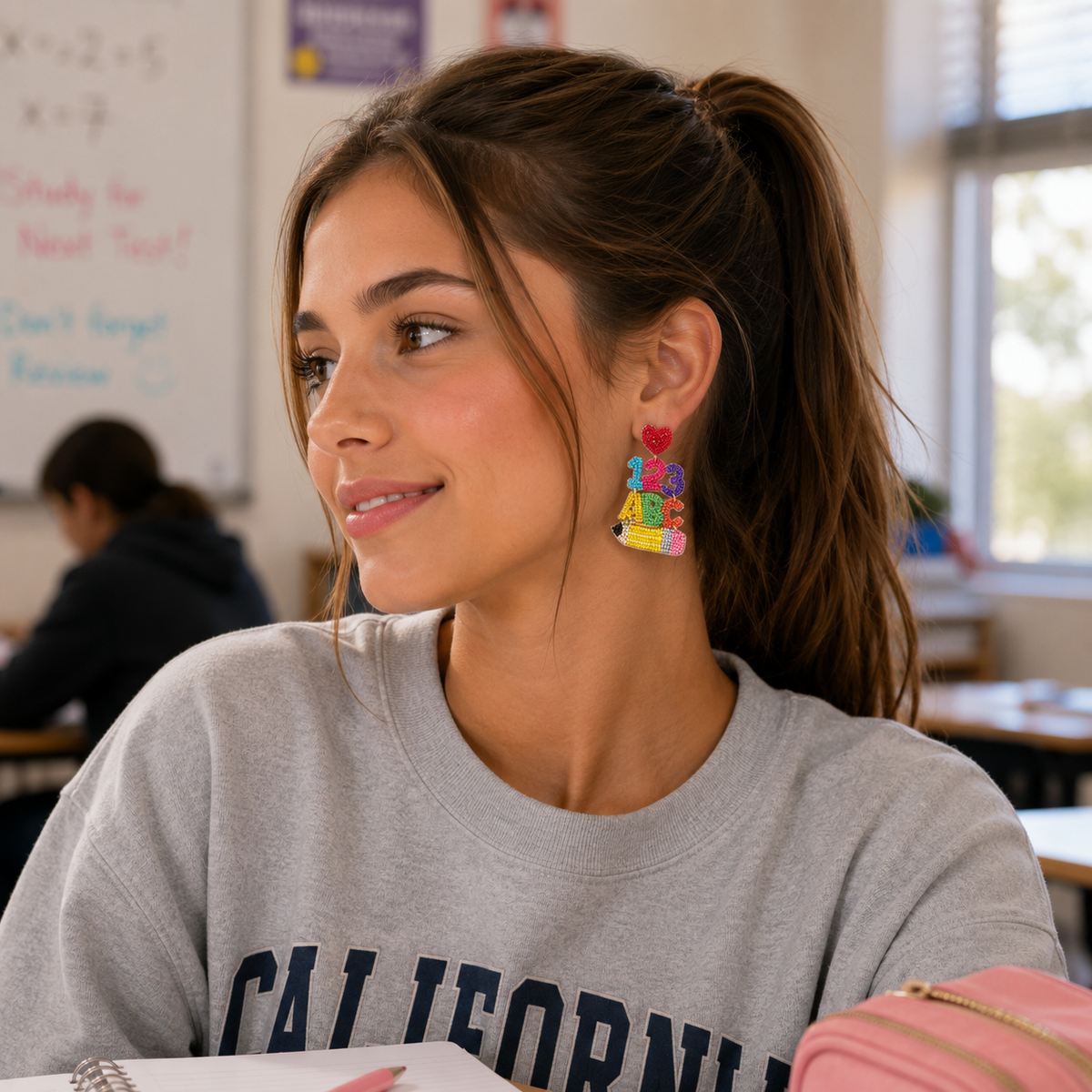 Beaded ABC Pencil Statement Earrings | Back To School Jewelry