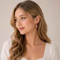 Rhinestone Flamingo Bell Drop Earrings | Tropical Statement Charm