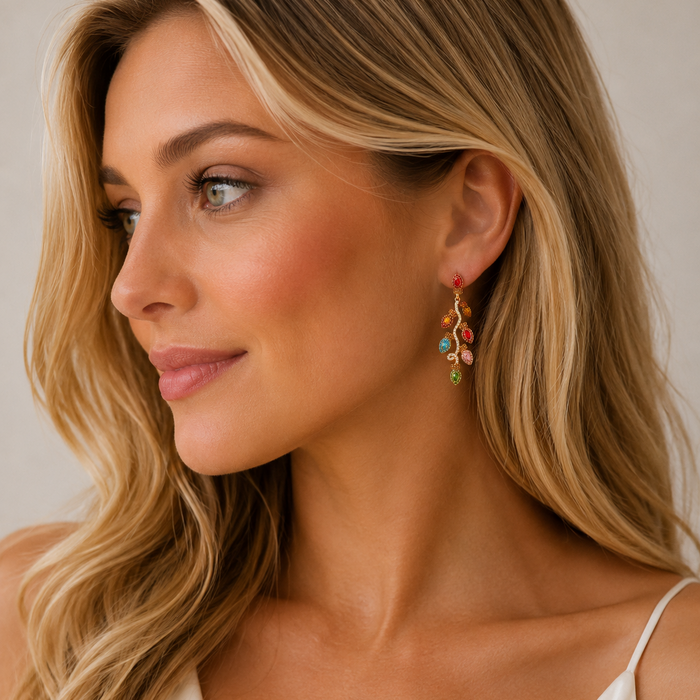 Rhinestone Christmas Light Drop Earrings