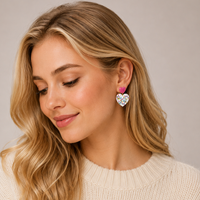 Heart Christmas Lights Dangle Earrings | Glitter Acetate Earrings