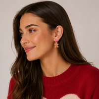 Acrylic Pink Gingerbread Cookie Drop Earrings | Candy Cane Holiday Dangles