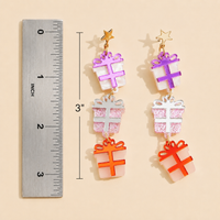 Glitter Gift Box Dangle Earrings | Christmas Present Earrings