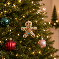 Gingerbread Man Christmas Tree Ornament | Cookie Rhinestone Decor