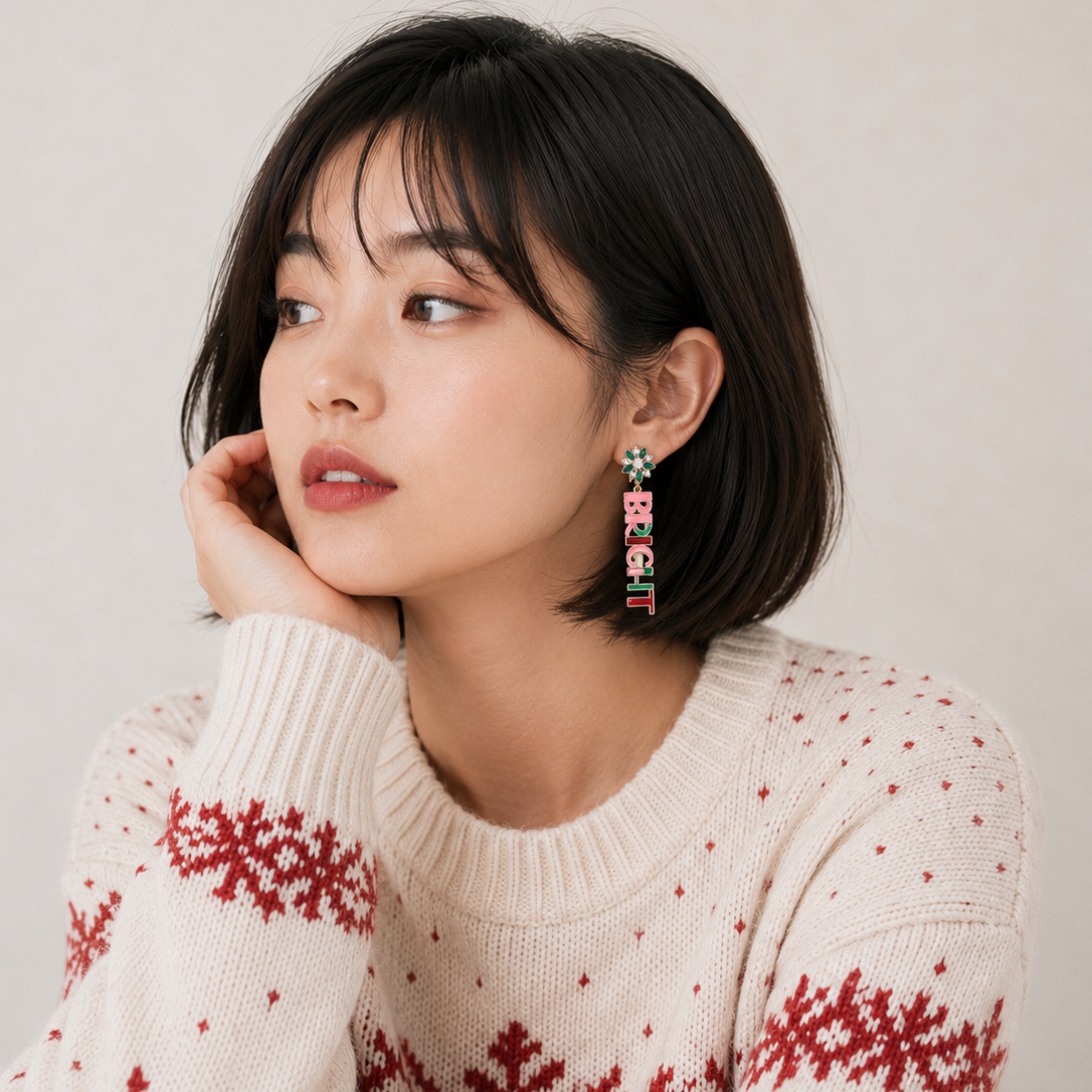 Merry and Bright Christmas Earrings | Enamel Drop Earrings
