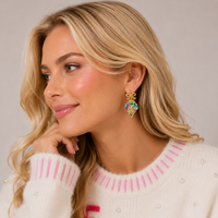 Confetti Christmas Ornament Earrings | Gold Acrylic Bow Dangles