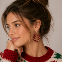 Star Top Tinsel Hoop Christmas Earrings