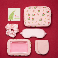 5-Piece Gift Set Cosmetic Pouch Bundle | Green Monster Pink Christmas