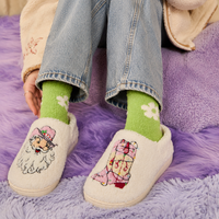 Sherpa Pink Cowgirl Santa Slippers | Cozy Holiday House Shoes