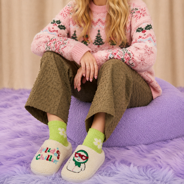 Sherpa Holiday Chill Snowman Slippers | Individual Sizes Available