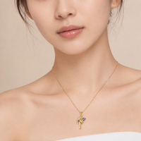 18K Gold Filled Lucky Charm Necklace with Horseshoe Pendants