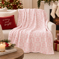 Terry Cloth Flower Checkerboard Throw Blanket | Cozy Winter Towel