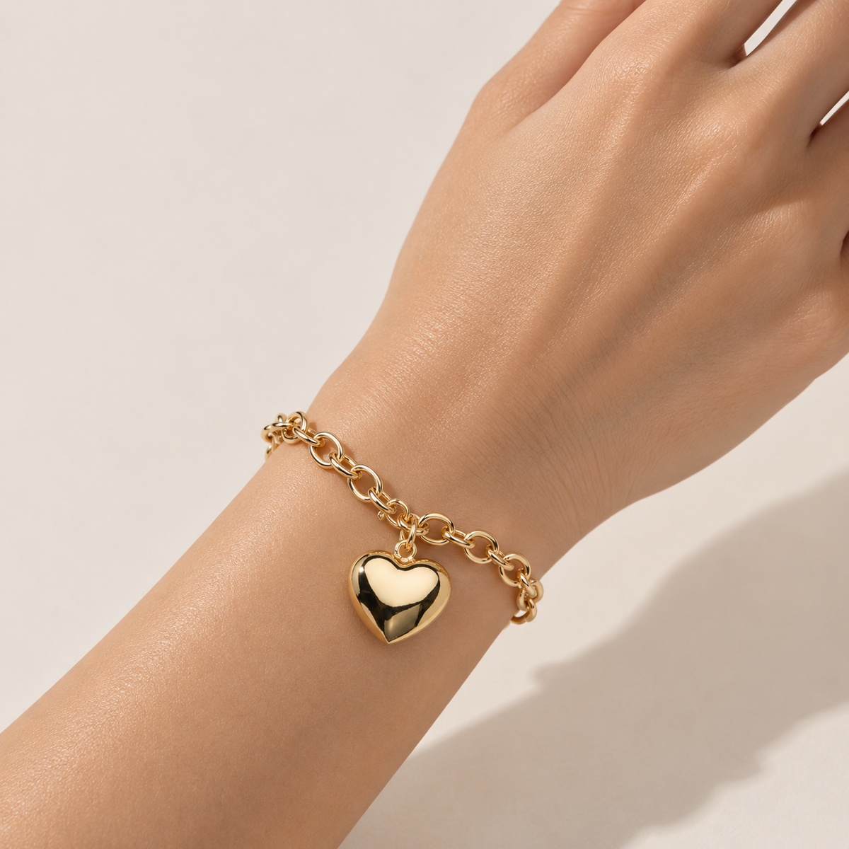 Chunky Heart Charm Chain Bracelet | Chunky Metal Jewelry