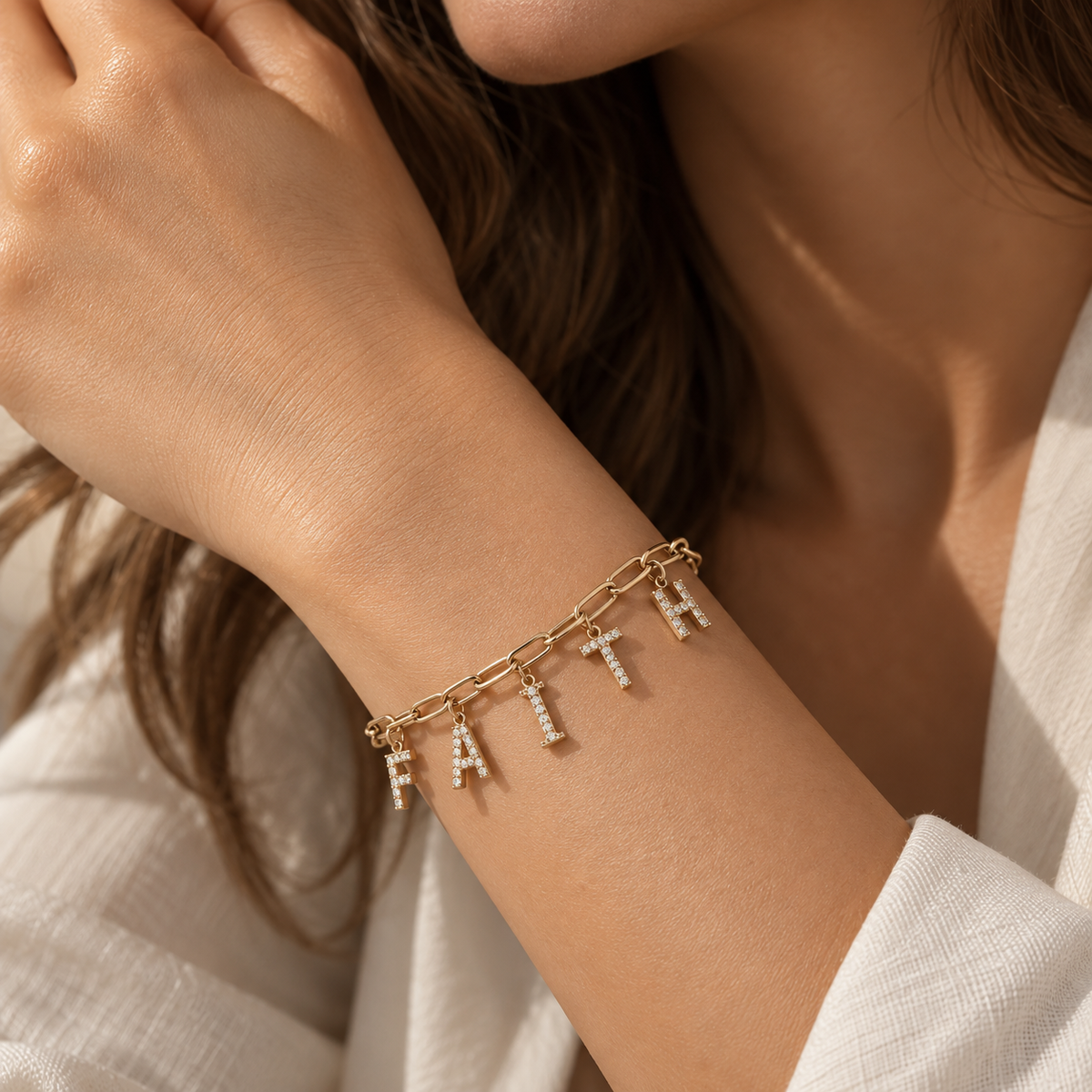 Faith Letter Charm Bracelet | Statement Jewelry