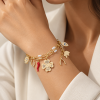 Lucky Charm Bracelet with Pearl and Crystas | Stackable Jewelry