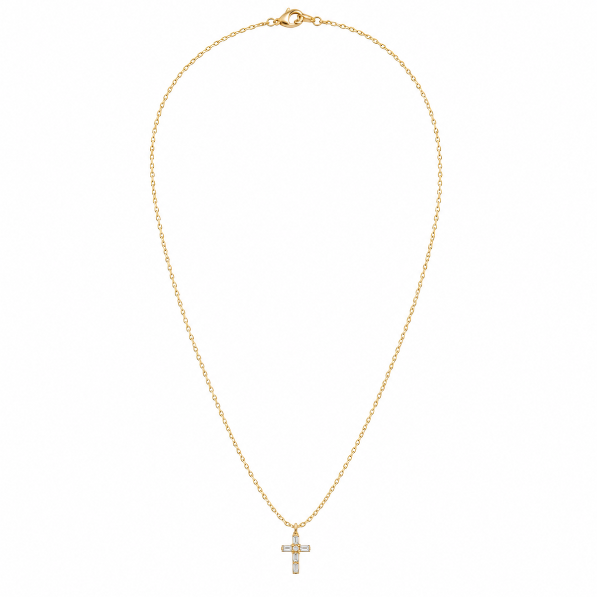 Gold Chain Necklace with CZ Cross Pendant | Faith Jewelry