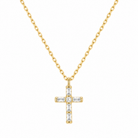 Gold Chain Necklace with CZ Cross Pendant | Faith Jewelry