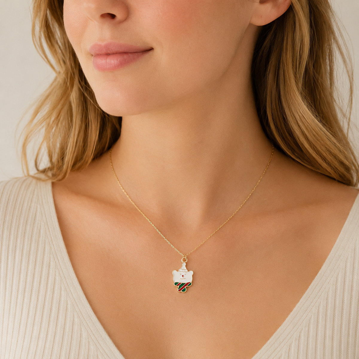 Christmas Bear Pendant Necklace | Holiday Charm Necklace
