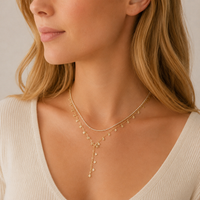 Layered Crystal Y Necklace | Dainty Star Charm Necklace